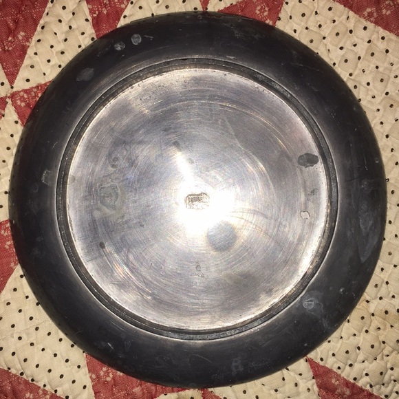 Pewter brass heavy Cat food dish Asian plate - Picture 3 of 5